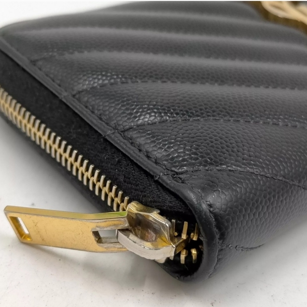 YSL Saint Laurent Long Wallet  Black Caviar Leather/ Preloved - Picture 9 of 10